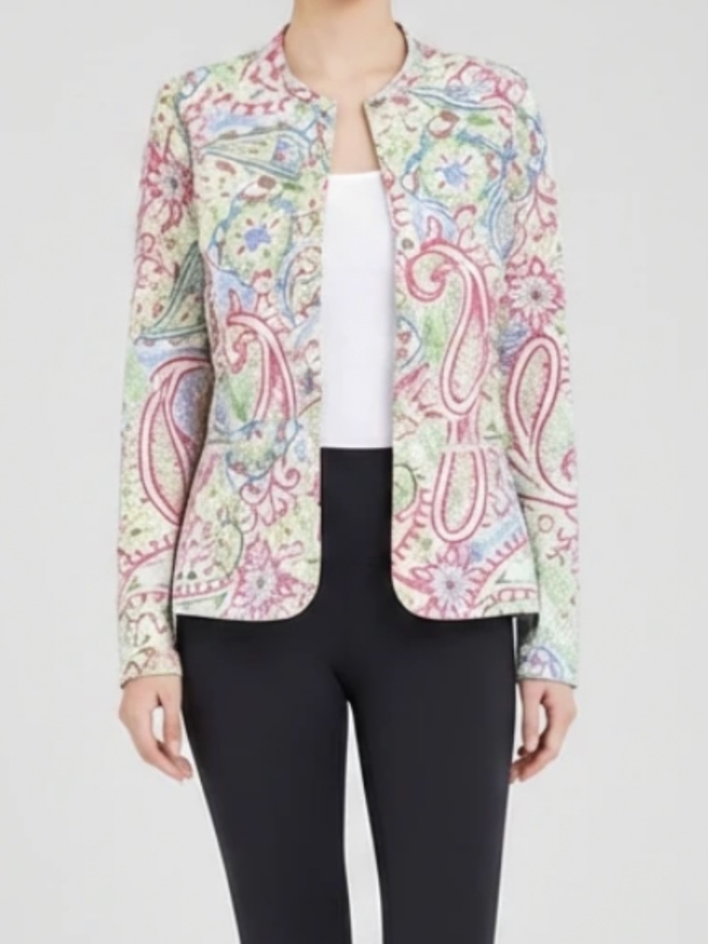 Lilly & Van Colorful Paisley Print Denim Button Up Jacket / Blazer Size Small